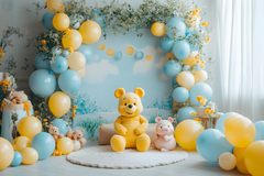 Cartoon-Themed Winnie the Pooh Backdrop for Cake Smash