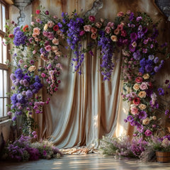 Pastel Purple Floral Backdrops for Beauty Photography