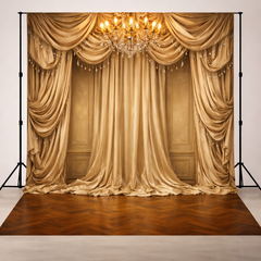 Luxury Golden Drapes Salon Photography Backdrop