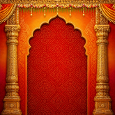 Royal Orange Ganpati Decoration Backdrop