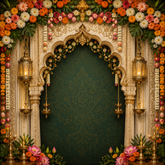 Elegant Floral Ganpati Decoration Backdrop