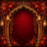 Royal Red Ganpati Decoration Backdrop