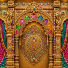 Royal Ganpati Mandap Decoration Backdrop