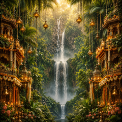 Luxury Waterfall Ganpati Decoration Backdrop