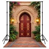 Elegant Red Palace Door Arch Backdrop