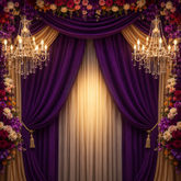 Luxury Purple Drapes Ganesh Chaturthi Backdrop