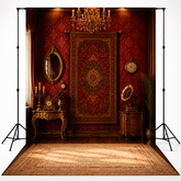 Vintage Victorian Red Persian Rug Wall Photography Backdrop