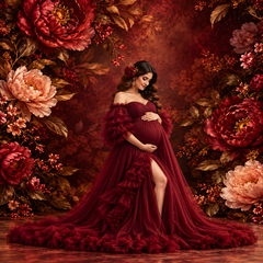 Luxury Burgundy Floral Photography Backdrop