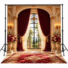 Royal Burgundy Velvet Palace Photography Backdrop