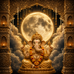 Luxury Moonlight Ganpati Decoration Backdrop