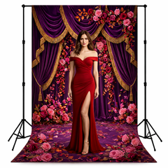 Royal Floral Curtain Photography Backdrop