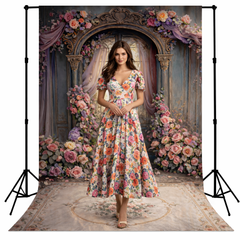 Soft Vintage Rose Doorway Backdrop