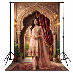 Royal Palace Archway with Red Velvet Drapes