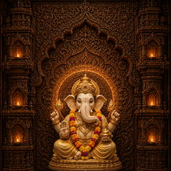 Royal Golden Mandala Ganesh Chaturthi Backdrop
