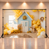 Sunny Farm Day Backdrop with Balloons & Barn