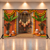Cute Krishna Baby Janmashtami Backdrop