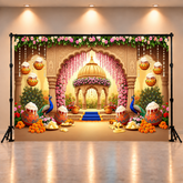 Krishna Janmashtami Temple Scene Backdrop