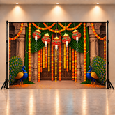 Traditional Krishna Janmashtami Backdrop