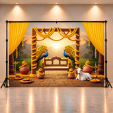 Minimalist Krishna Janmashtami Backdrop