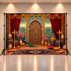 Modern Janmashtami Backdrop with Traditional Hints