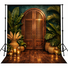 Luxury Tropical Wooden Arch Door Photography Backdrop