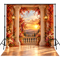 Luxury Autumn Floral Balcony Photography Backdrop