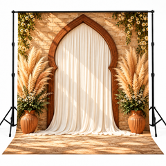 Luxury Boho Pampas Grass Arch Photography Backdrop