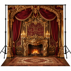 Luxury Red & Gold Baroque Fireplace Royal Interior