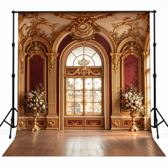 Royal Burgundy & Gold Palace Arch Luxury Backdrop