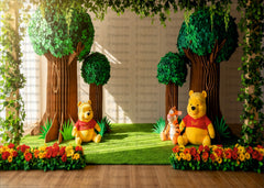 Winnie the Pooh Forest Theme Backdrop for Kids' Birthday Party Décor