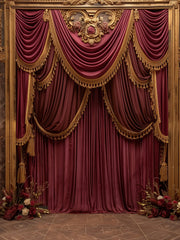 Designer Burgundy & Gold Curtain Backdrop