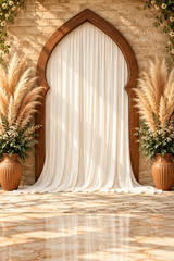 Luxury Boho Pampas Grass Arch Photography Backdrop