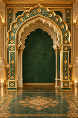 Luxury Emerald Green & Gold Mughal Arch Photography Backdrop