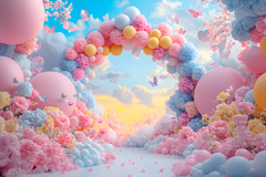 Colorful Baby Birthday Backdrop for Cake Smash
