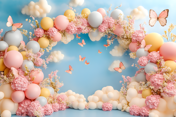 Vibrant Cake Smash Background for Baby Celebrations