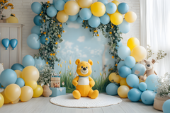 Winnie the Pooh 1st Birthday Backdrop for Kids Photos