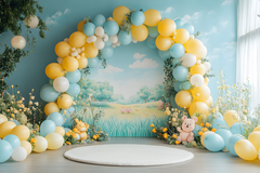 Winnie the Pooh Cake Smash Backdrop – Colorful Baby Theme