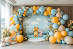 Milestone Cake Smash Backdrop – Winnie the Pooh Scene