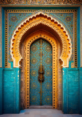 Blue & Yellow Door Backdrop For Maternity & Model Shoot