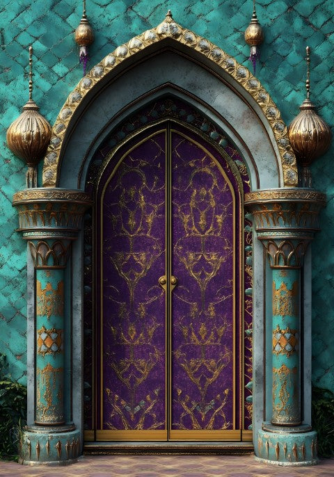 Purple & Blue Door Backdrop For Maternity & Model Shoot