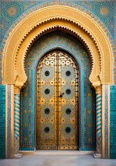 Blue & Yellow Door Backdrop For Maternity & Model Shoot