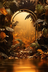 Premium Green & Orange Floral Photography Backdrop for Professional Studios