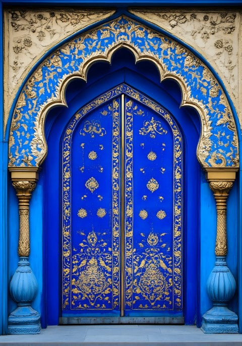 Elegant Blue Door Backdrop For Maternity & Model Shoot