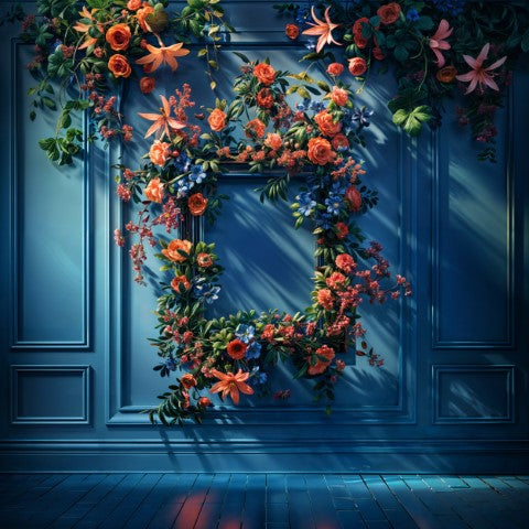 Elegant Blue Floral Wall for Model Studio Use
