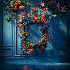 Elegant Blue Floral Wall for Model Studio Use