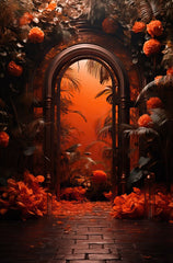 Premium Orange Floral Photography Backdrop for Professional Studios