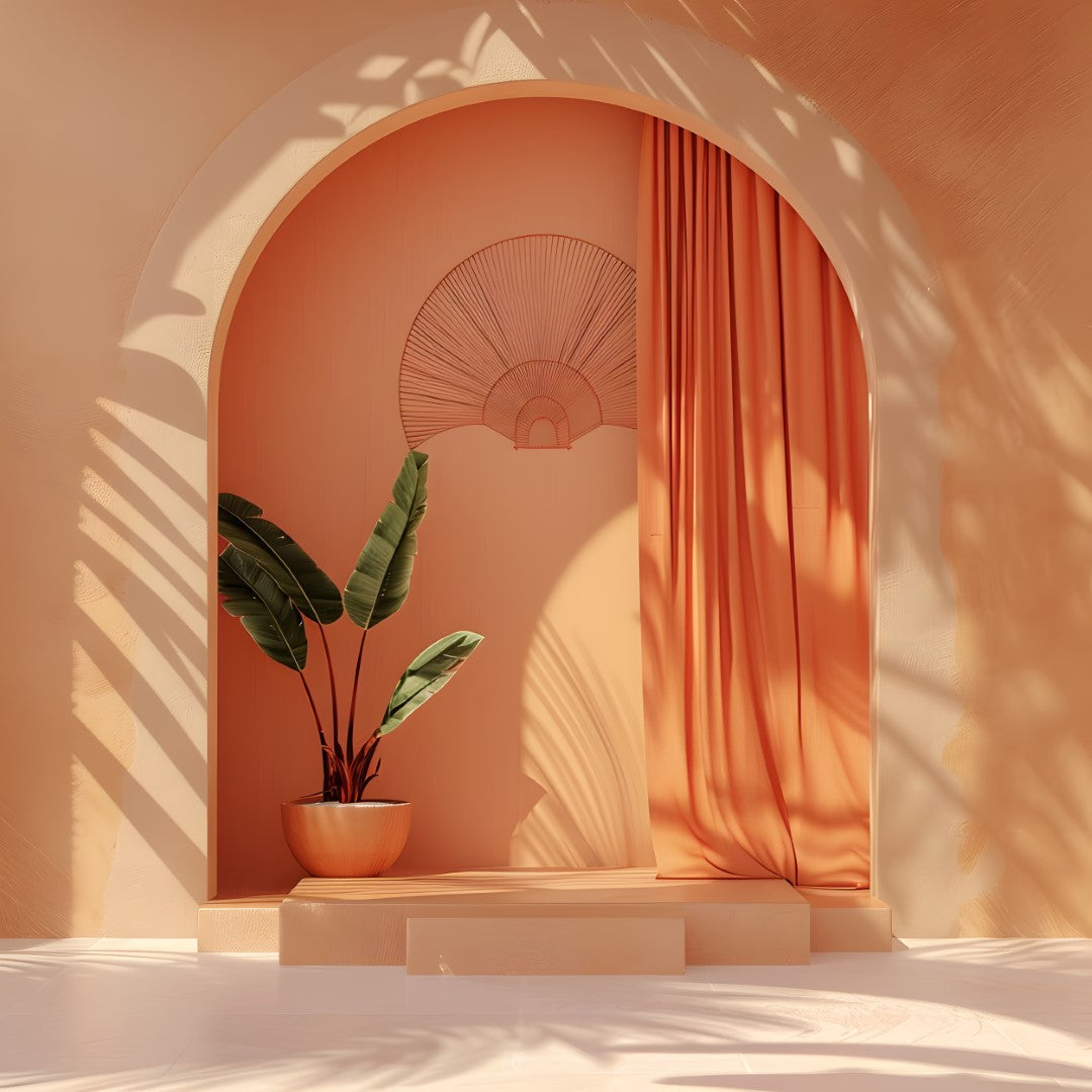 Orange Boho Backdrop – Where Elegance Meets Art