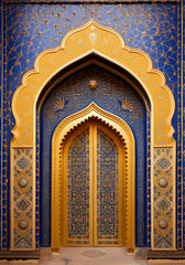 Blue & Yellow Door Backdrop For Maternity & Model Shoot