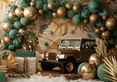 Safari Jungle Birthday Backdrop with Balloon Arch