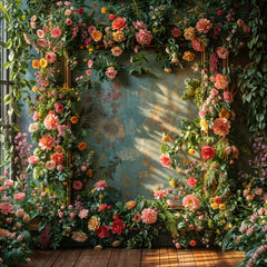 Studio Blue Floral Backdrop for Maternity Photography